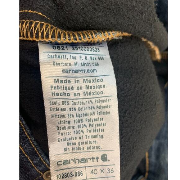 NWT CARHARTT Relaxed Fit Flannel-Lined 5 pocket Jean SZ 40 x 36 - Picture 7 of 8